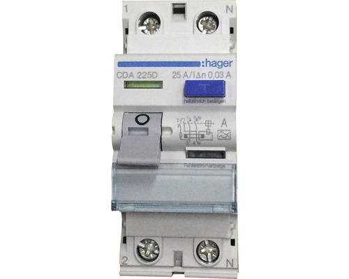 Hager CDA225D 25A Fehlerstrom Schutzschalter FI Schalter 30mA 2-polig