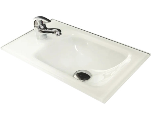 Aufbauwaschtisch mit Armatur und Ablaufgarnitur