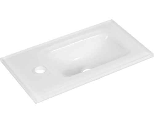 form&style Möbel-Waschtisch FELINA 45 cm Glas weiß inkl. Ablaufventil Waschtisch aus Glas