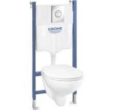 Wand-WC Set GROHE Bau Keramik Tiefspüler ohne Spülrand weiß glänzend mit WC-Sitz , Vorwandelement und Betätigungsplatte weiß 39563000-thumb-0