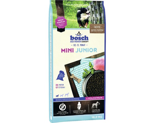 Hundefutter trocken bosch Mini Junior 15 kg Bosch Mini Junior Hundefutter für Welpen bis zum 12. Monat, 15 Kilogramm