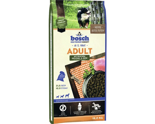 Hundefutter trocken bosch Adult Geflügel & Hirse 15 kg-0