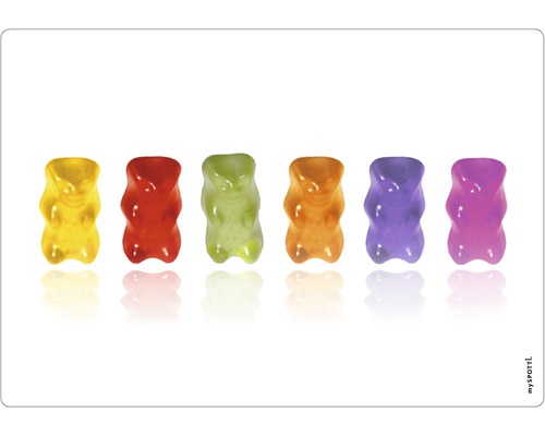 Küchenrückwand mySPOTTI pop Gummibärchen 59x41 cm Reihe von Gummibärchen