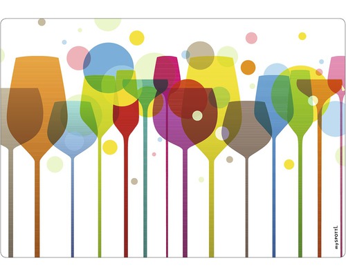 Küchenrückwand mySPOTTI pop Party 59x41 cm Dekorative Tischdecke mit farbigen Weinglas Motiven