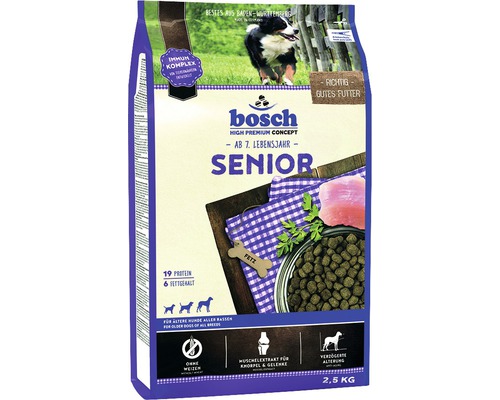 Hundefutter trocken bosch Senior 2,5 kg Verpackung Bosch Senior Hundefutter für ältere Hunde ab dem siebten Lebensjahr