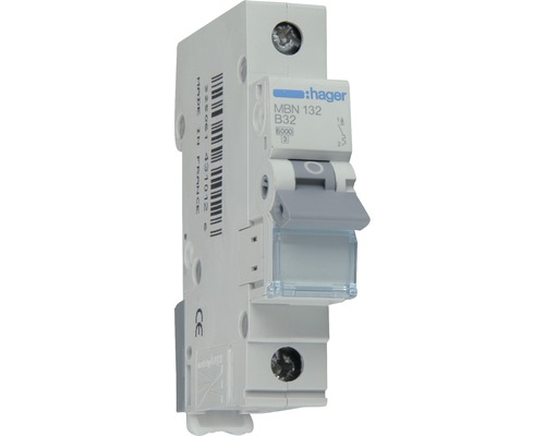 Hager MBN 125 25A Leitungsschutzschalter B 6kA 1-polig Hager Leitungsschutzschalter MBN132 B32
