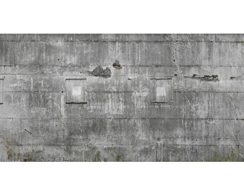 Fototapete Vlies 445503 Factory IV Stein-Optik grau 12-tlg. 300 x 558 cm Beschädigte Betonwand mit rechteckigen Vertiefungen