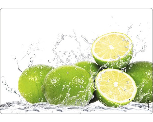 Küchenrückwand mySPOTTI pop Aqua-Limetten 59x41 cm Mehrere Limetten mit Wasserspritzer