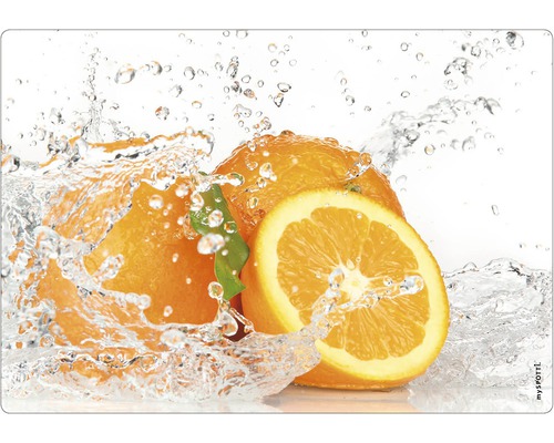 Küchenrückwand mySPOTTI pop Aqua-Orange 59x41 cm Orange mit Wasserspritzer