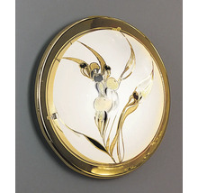 Runde Deckenleuchte mit Blumenmuster und goldenem Rahmen