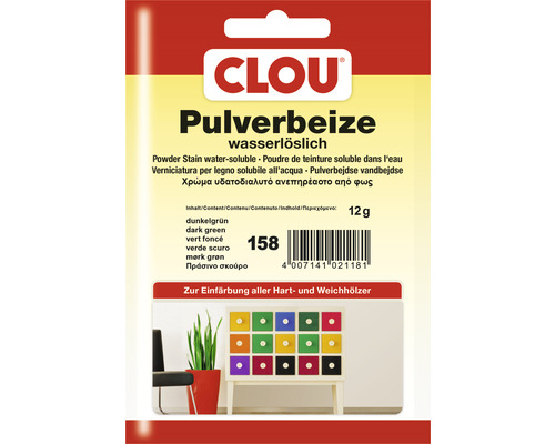 CLOU Pulverbeize dunkelgrün, wasserlösliches Holzbeizpulver