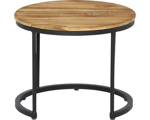 Runder Beistelltisch aus Holz und Metall
