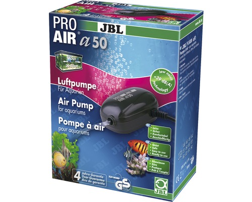 Luftpumpe JBL ProAir a50 Aquarium Belüfter, Durchlüfter für Süß- und Meerwasser-Aquarien von 30 - 50 l