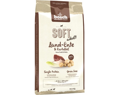 Hundefutter trocken, bosch Soft adult Land-Ente & Kartoffel 12,5 kg