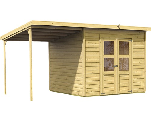 Holzgartenhaus mit Vordach und Doppeltür