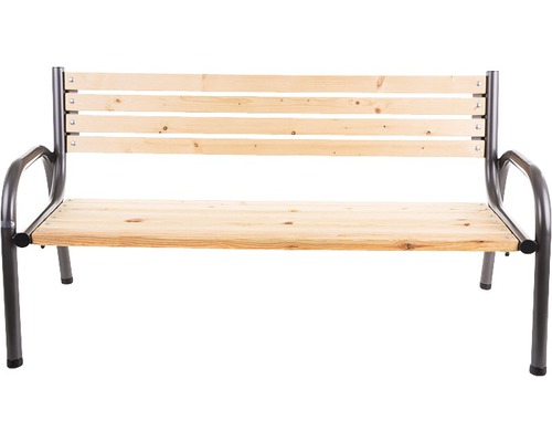Gartenbank mit Holzlatten und Metallgestell