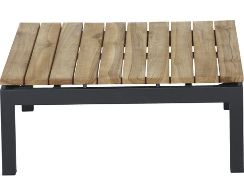 Gartentisch mit Holzplatten und Metallgestell