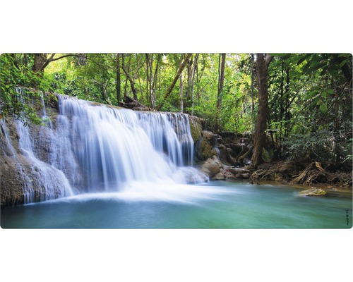 Badrückwand mySPOTTI aqua Waterfall 90x45 cm Wasserfall im Dschungel mit fließendem Wasser