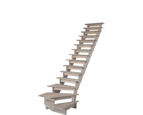 Holztreppe mit dreieckigen Stufen