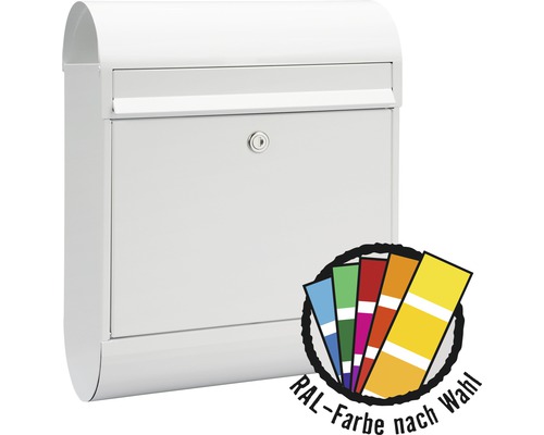 MEFA Briefkasten Stahl pulverbeschichtet BxHxT 350/450/150 mm MEFA Ruby 866 in RAL Sonderfarbe nach Wunsch Entnahme vorne mit Klappe + Zeitungsrolle-0