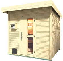 Saunahaus Weka Kuopio inkl.9 kW Bio Ofen u.ext.Steuerung mit Holztüre und Isolierglas wärmegedämmt