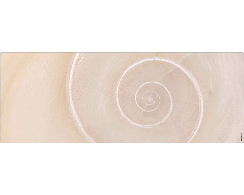Badrückwand mySPOTTI aqua Schnecke 120x45 cm Nahaufnahme einer spiralförmigen Dekoration