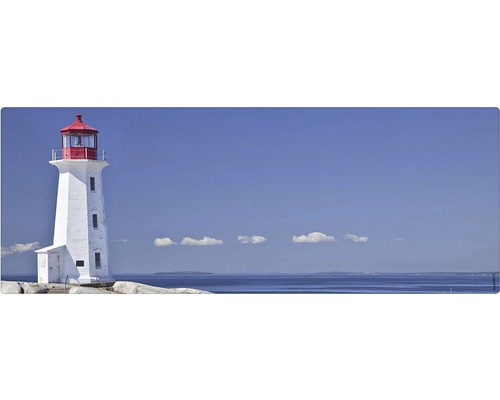 Badrückwand mySPOTTI aqua Lighthouse 120x45 cm Leuchtturm mit Meerblick