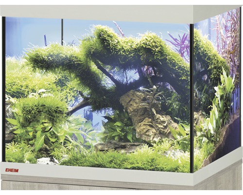 Aquarium, Glasbecken EHEIM GB 82 vivalineLED 126, ca. 81 x 36 x 40 cm, ca. 126 l, nur mit oberer Blende eiche grau, ohne Beleuchtung und weitere Technik, ohne Inhalt Aquarium mit Wasserpflanzen und Dekorationen