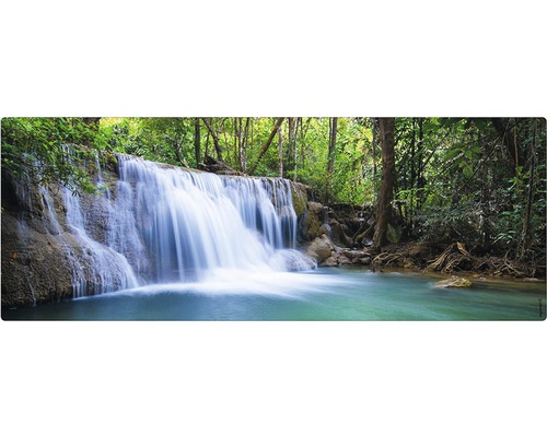 Badrückwand mySPOTTI aqua Waterfall 120x45 cm Wasserfall in einem Wald