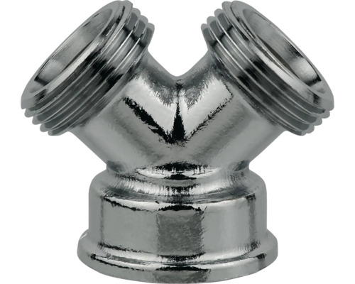 Verteilerstück verchromt ¾"Ix3/4"Ax3/4"A Y-Verteiler aus Metall mit Gewindeanschluss