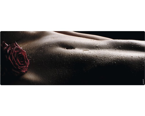 Badrückwand mySPOTTI aqua Her body 120x45 cm Körpernahaufnahme mit Rose