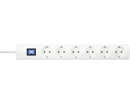 Steckdosenleiste 6-fach Schalter 90° H05VV-F3G1,5 weiß 1,4 m UNOversal mit Schutzkontaktstecker