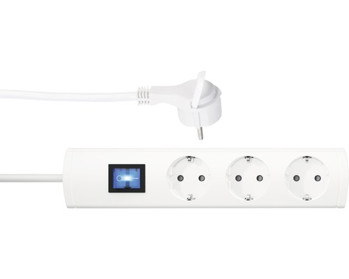 Steckdosenleiste 3-fach Schalter 90° H05VV-F3G1,5 weiß 1,4 m UNOversal mit extraflachem Winkelstecker