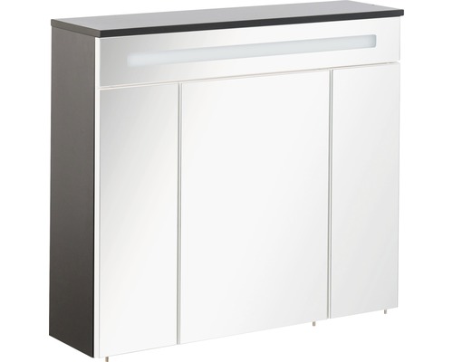 Spiegelschrank FACKELMANN Kara 80 x 22,5 x 70 cm anthrazit 3-türig LED IP 20