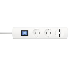 USB Steckdosenleiste 2-fach Schalter 90° 2x USB H05VV-F3G1,5 weiß 1,4 m UNOversal-thumb-0