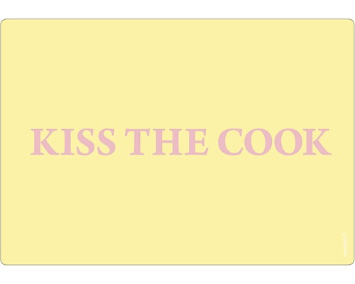 Küchenrückwand mySPOTTI pop Vanilla Kiss 59x41 cm Küche Fußmatte mit dem Text Küss den Koch
