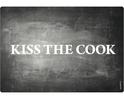 Küchenrückwand mySPOTTI pop Kiss the cook 59x41 cm Fußmatte mit dem Schriftzug Kiss the Cook