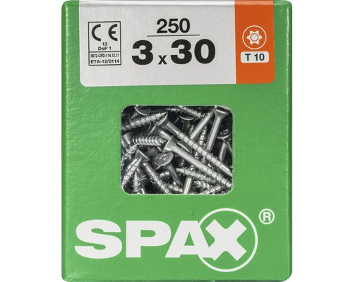 Spax Universalschraube T-STAR plus Senkkopf TX Teilgewinde 3x30 mm WIROX 250 Stück Spax Universalschrauben 3 x 30 Millimeter, 250 Stück