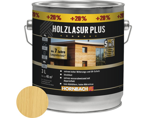 Holzlasur Plus 3 Liter Dose für bis zu 46 Quadratmeter
