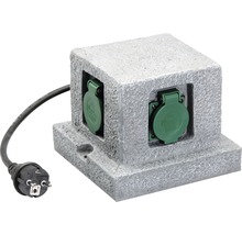 Mehrfachsteckdose im Steinoptik-Gehäuse mit Schutzkontaktstecker