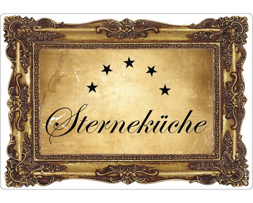 Küchenrückwand my SPOTTI pop 5 Sterneküche 59x41 cm Schild Sternenküche im Goldrahmen