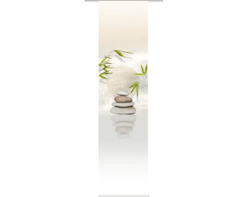 Dekoratives Roll-Up-Poster mit Steinmännchen und Bambusmotiv