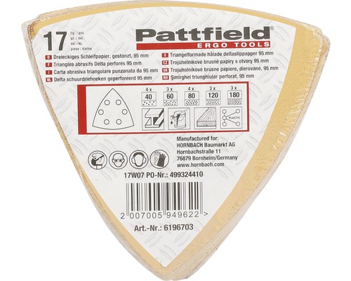 Pattfield Dreieckschleifpapier, gestanzt, 95 mm, 17 Stück