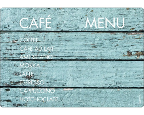 Küchenrückwand mySPOTTI memo Café & Menu 59x41 cm Café Menü auf Holzuntergrund