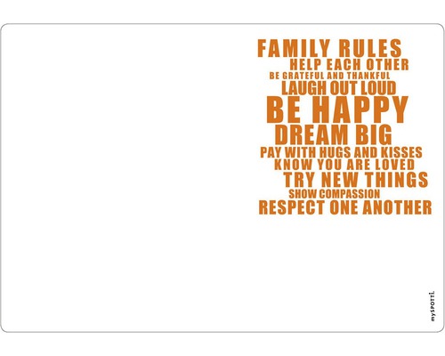 Küchenrückwand mySPOTTI memo Family rules 59x41 cm Familienschild mit aufgedruckten Familienregeln