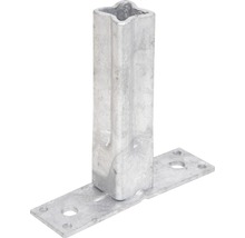 Pfostenträger aus Metall mit quadratischer Aufnahme und Bodenplatte
