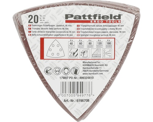 Pattfield Dreieckschleifpapier, 95 mm, 20 Stück