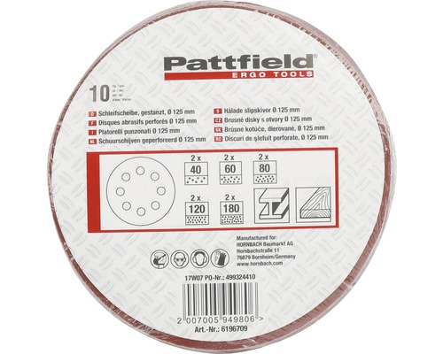 Pattfield Schleifscheiben Set mit verschiedenen Körnungen, gestanzt, Durchmesser 125 mm