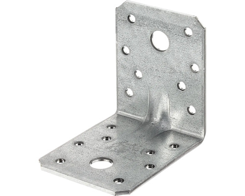 Schwerlast-Winkelverbinder m. Sicke 70 x 70 x 55 mm, sendzimirverzinkt, 12 Stück Winkelverbinder aus Metall mit Löchern zur Befestigung