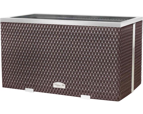 Pflanzkübel Polyrattan 70x38x40 cm braun-aluminium Blumenkasten aus Rattan